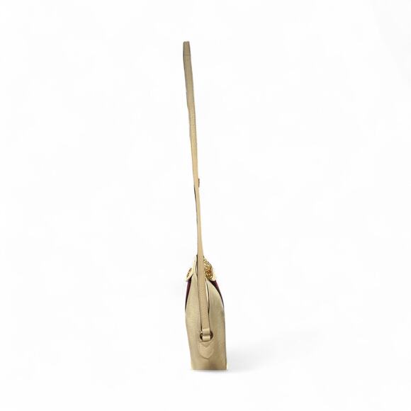 GUCCI Textured Dollar Calfskin Web Small Ophidia Dome Shoulder Bag Mystic White - Picture 7 of 14